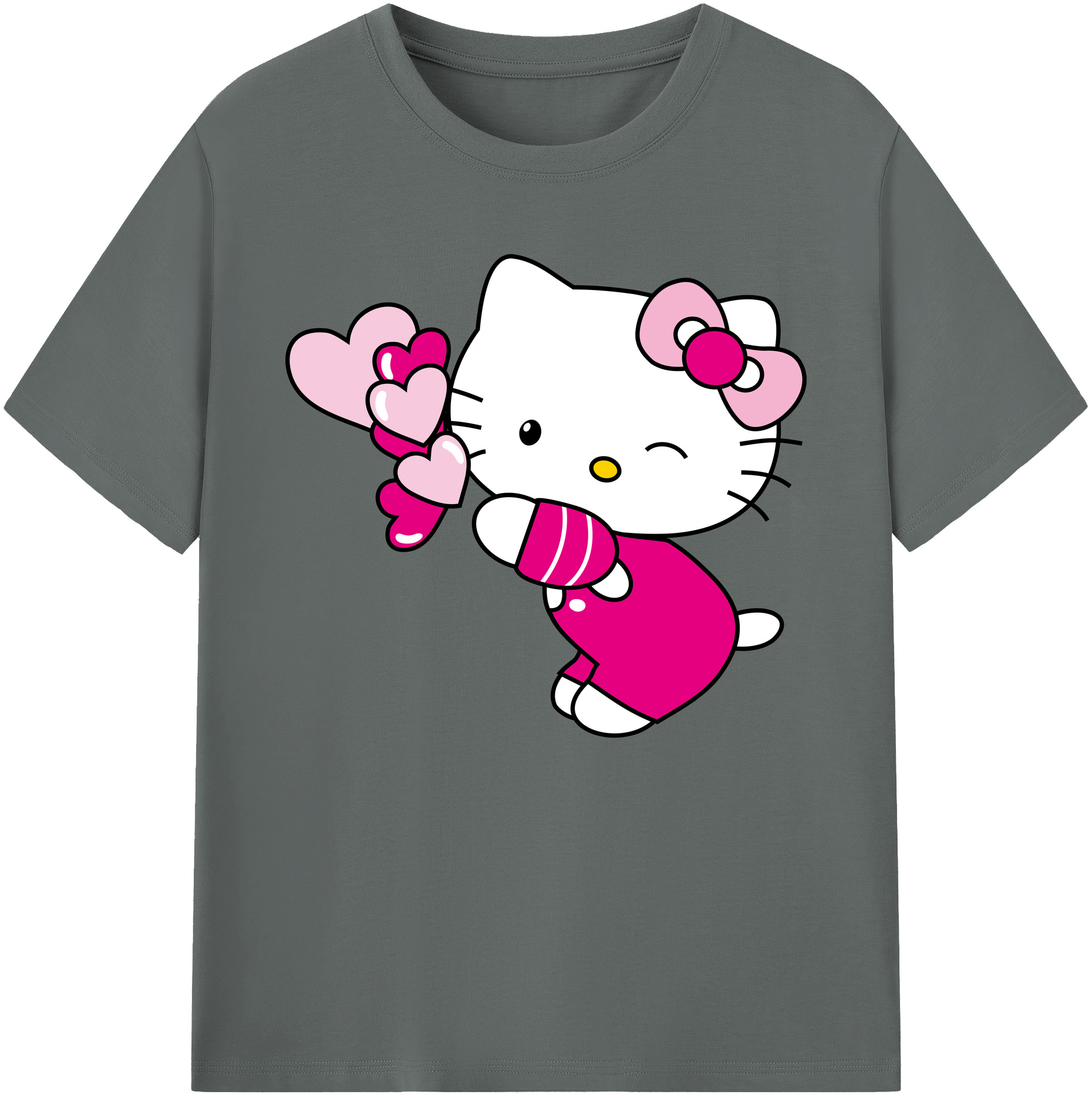 （画像用） Hello Kitty ハローキティ 綿100％ メンズ半袖Tシャツ｜肌触りやわらか＆通気性